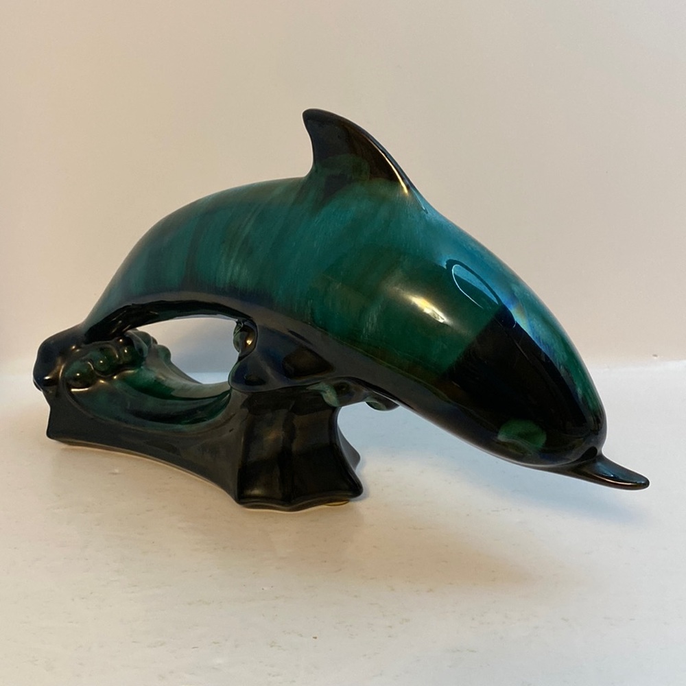 Blue Mountain Pottery Dolphin Statue Figurine Large 12 1/2” long